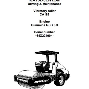 Dynapac CA182 Operation and Maintenance Manual