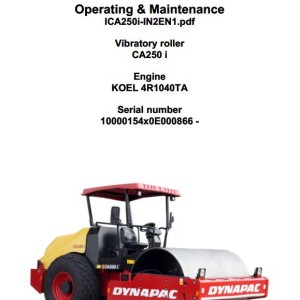 Dynapac CA250i Operation and Maintenance Manual