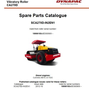 Dynapac CA270D Parts Catalog SCA270D-IN2EN1