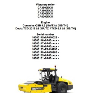 Dynapac CA3500DCO to CA6000DCO Operation and Maintenance Manual 4812160101_B