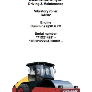 Dynapac CA602 Operation and Maintenance Manual