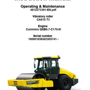 Dynapac CA610 T3 Operation and Maintenance Manual 4812273391-EN