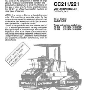 Dynapac CC211 CC221 Operation Manual O-237-4EN