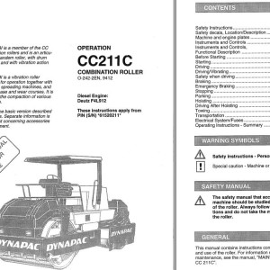 Dynapac CC211C Operation Manual O-242-2EN