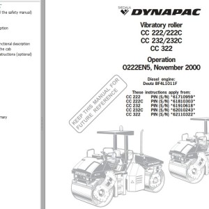 Dynapac CC222 CC222C CC232 CC232C CC322 Operation Manual O222EN5