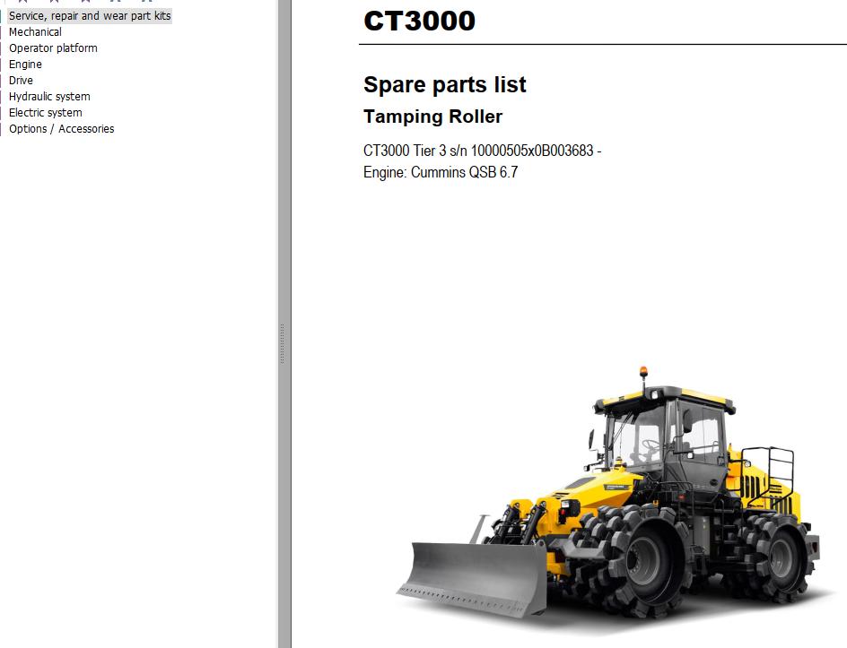 Dynapac CT3000 Parts Catalog Operation and Maintenance Manual