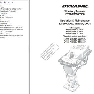 Dynapac LT5000 LT6000 LT7000 Operation and Maintenance Manual ILT6000EN3