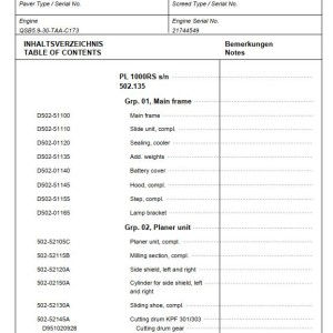 Dynapac PL1000RS Spare Parts Catalog