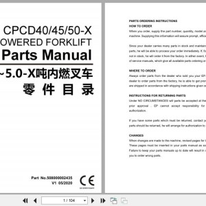 EP T8 Series CPCD40-X CPCD45-X CPCD50-X Parts Catalog PDF 508000002435 EN ZH