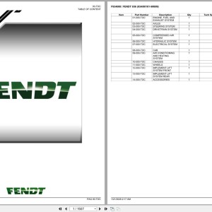 Fendt 936 93400101-99999 Parts Catalog F934000 2026