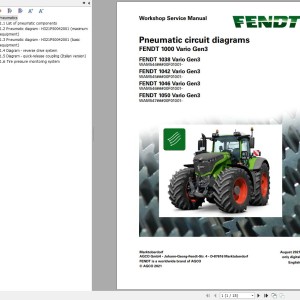 Fendt 1000 Vario Gen3 VIN 544 545 546 547 ##01001 Pneumatic Circuit Diagram 736457