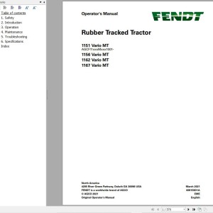 Fendt 1100 Vario MT Operator Manual 609159D1A