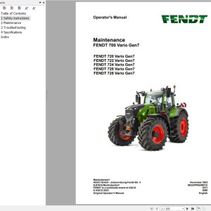 Fendt 700 Vario Gen7 Maintenance Manual M222PP002W01C