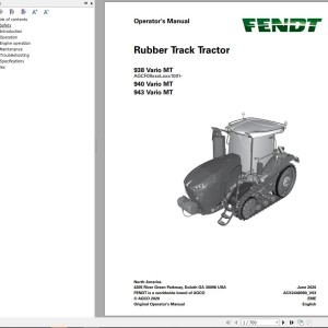 Fendt 900 MT S4 (T1-19, Stage 5) VIN xxxF09xxxLxxx1001- Operator's Manual