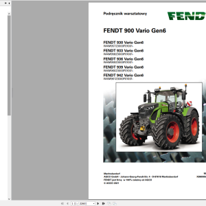 Fendt 900 Vario Gen6 Polish VIN 957 961 Workshop Service Manual