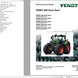 Fendt 900 Vario Gen7 VIN 968 969 970 971 Workshop Manual