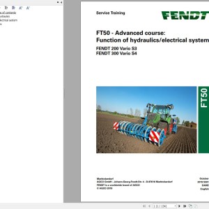 Fendt FT50 - Advanced Course Function Of Hydraulics Electrical System Service Training 603614