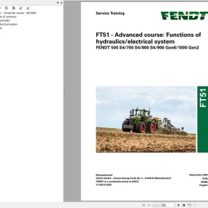 Fendt FT51 - Advanced Course Function Of Hydraulics Electrical System Training Documents 603940