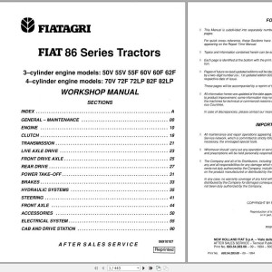 Fiat Agri 86 Series Workshop Manual 06910107