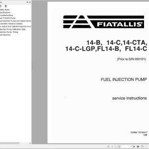 Fiat Allis 14B 14C 14CTA 14CLGP FL14B FL14C Fuel Injection Pump Service Instructions 73132417