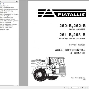 Fiat Allis 260B 262B 261B 263B Service Manual 73112420