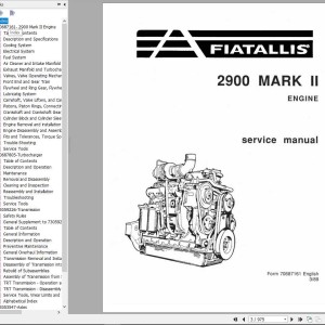 Fiat Allis 545B 605B Service Manual 73061032