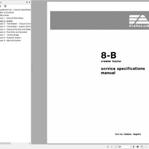 Fiat Allis 8-B Service Specifications Manual 70698542