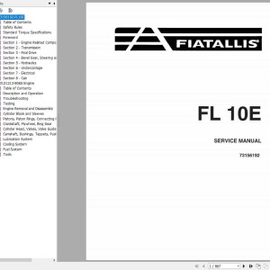 Fiat Allis FL10E FL145 Service Manual 73156192