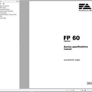 Fiat Allis FP60 Service Specifications Manual 60406271