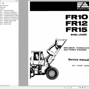 Fiat Allis FR10 FR12 FR15 Implement Hydraulics & Power Steering Service Manual