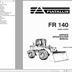 Fiat Allis FR140 Service Specification Manual 75314894