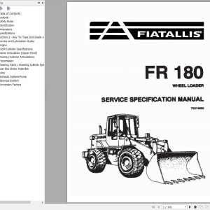 Fiat Allis FR180 Service Specification Manual 75314899