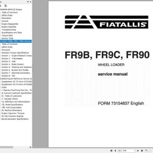 Fiat Allis FR9B FR9C FR90 Service Manual 73154336