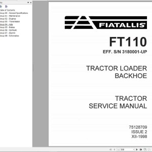 Fiat Allis FT110 Service Manual 75128709