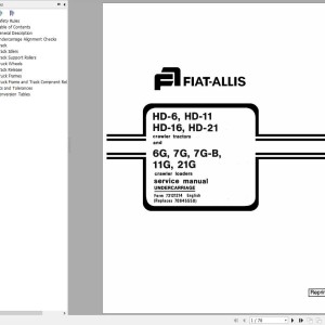 Fiat Allis HD6 HD11 HD16 HD21 6G 7G 7GB 11G 21G UnderCarriage Service Manual 73121214