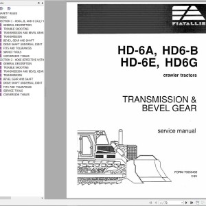 Fiat Allis HD6A HD6B HD6E HD6G Transmission Bevel Gear Service Manual 70650432