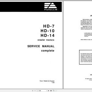 Fiat Allis HD7 HD10 HD14 Service Manual 70626143