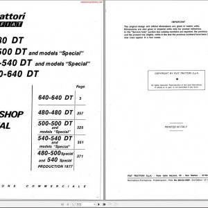 Fiat Trattori 480DT-640DT Workshop Manual 60354194R