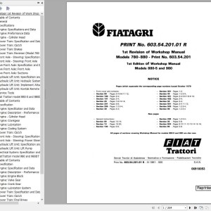 Fiat Trattori 780 880 980 Workshop Manual