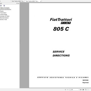 Fiat Trattori 805C Workshop Manual & Service Directions