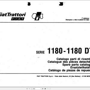 Fiat Trattori Series 1180 - 1180 DT Spare Parts Catalog 60314239