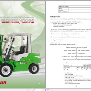 Falconlift Collection Operating and Maintenance Manual Part List PDF