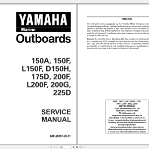 Yamaha Marine Outboards Models PDF Service Manual, Parts Catalog 1.03 GB PDF