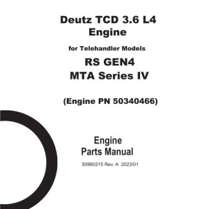 Deutz TD 3.6 L4 Engine Parts Manual 50960215A