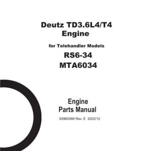 Deutz TD 3.6 L4 TD 3.6 T4 Engine Parts Manual 50960088E