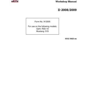 Deutz TD 2008 L4 TD 2009 L4 Engine Workshop Manual 913305