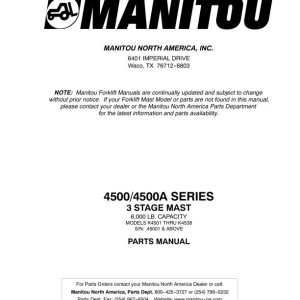 Gehl 4500 4500A Series Parts Manual R277R10-00