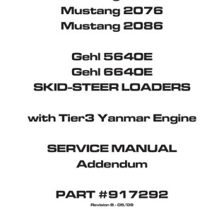 Gehl 5640E 6640E 2066 2076 2086 Service Manual Electrical and Hydraulic Diagram 917292B