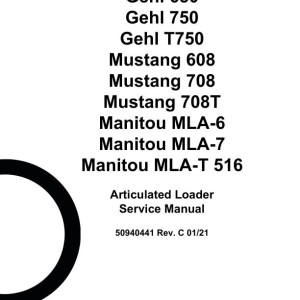 Gehl 650 to MLA-T 516 Service Manual Electrical and Hydraulic Diagram 50940441C