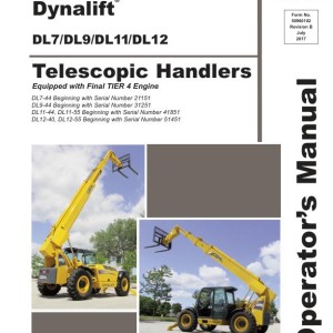 Gehl DL7-44 DL9-44 DL11-44 DL11-55 DL12-40 DL12-55 GEN2 Operators Manual and Schematic 50960102-REVB